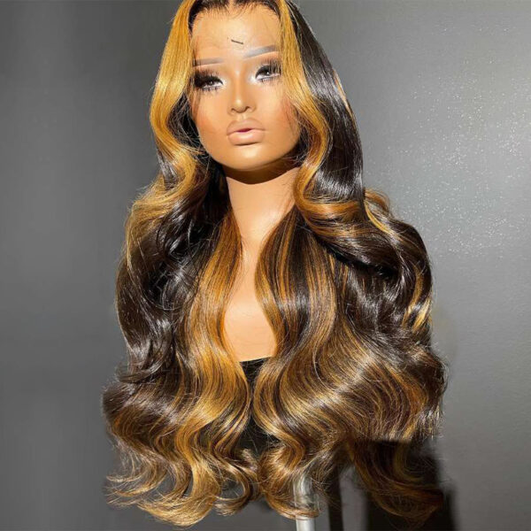 Wholesale Bulk Sale Manufacturer High Quality Closure Frontal 13*6 HD Lace 100% Human Hair  Honey Gold Deep Wave With Baby Hair Wigs for Women - Image 3