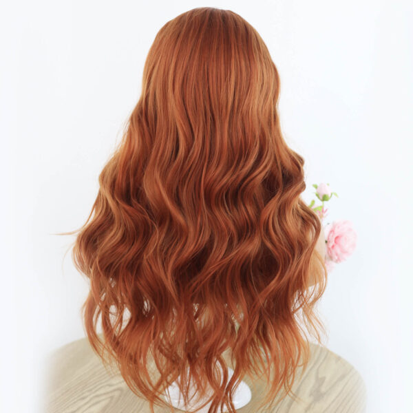 Synthetic Fiber Wig Wholesale Bulk Sale Factory  High Quality Lace Front Wigs With Baby Hair Body Wave Colorful Ginger Orange Glueless Wig for Women 24 Inch - Image 5