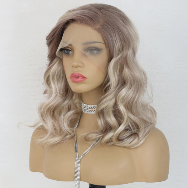 Synthetic Fiber Wig Wholesale Bulk Sale Factory  High Quality Lace Front Wig Loose Wave with Baby Hair Ash Blonde Colorful  Glueless Wigs - Image 5