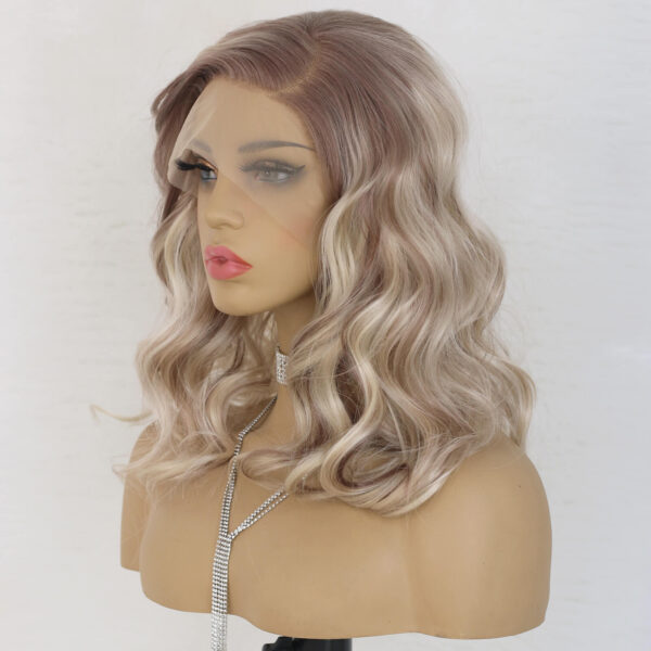 Synthetic Fiber Wig Wholesale Bulk Sale Factory  High Quality Lace Front Wig Loose Wave with Baby Hair Ash Blonde Colorful  Glueless Wigs - Image 6