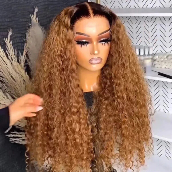 Wholesale Bulk Sale Manufacturer High Quality Closure Frontal 13*6 HD Lace 100% Human Hair Light brown Spring Curl With Baby Hair Wigs