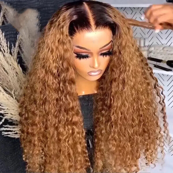 Wholesale Bulk Sale Manufacturer High Quality Closure Frontal 13*6 HD Lace 100% Human Hair Light brown Spring Curl With Baby Hair Wigs - Image 2