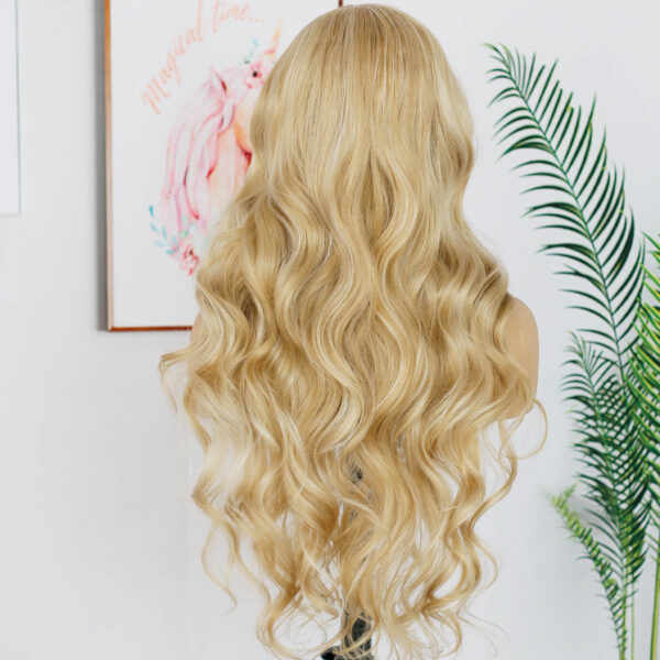 Synthetic Fiber Wig Wholesale Bulk Sale Factory  High Quality Lace Front Wig Loose Wave with Baby Hair Dirty Blonde Highlight  Glueless Wigs - Image 4