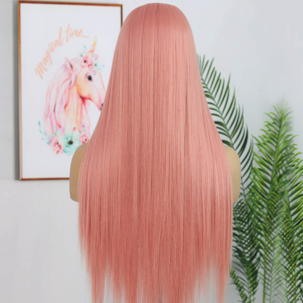 Synthetic Fiber Wig Wholesale Bulk Sale Factory  High Quality Lace Front Wig Long Silk Natural Heat with Baby Hair Pink Colorful Glueless Wigs - Image 6