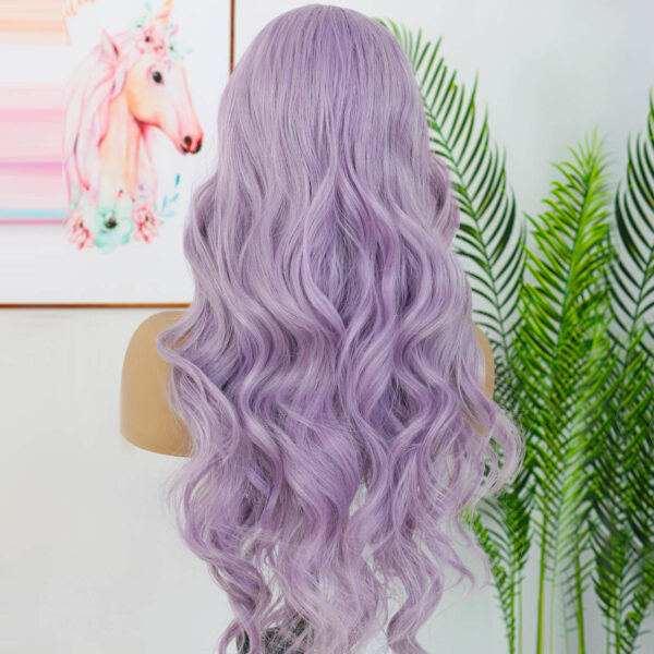 Synthetic Fiber Wig Wholesale Bulk Sale Factory  High Quality Lace Front Wig Loose Wave with Baby Hair Purple  Glueless Wigs - Image 6