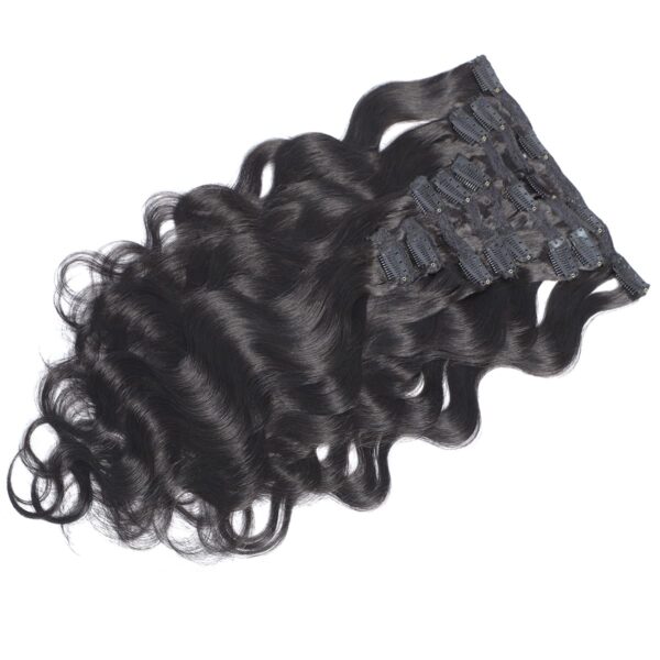 Hair Extensions Wholesale Bulk Sale Factory High Quality Clip in Hair Double Drawn 100% Remy Virgin Human Nature Black Deep Wave Hair - Image 2