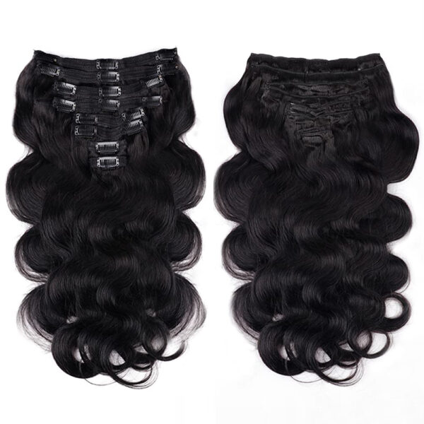 Hair Extensions Wholesale Bulk Sale Factory High Quality Clip in Hair Double Drawn 100% Remy Virgin Human Nature Black Deep Wave Hair - Image 3