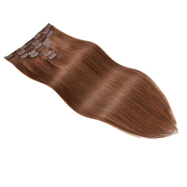 Hair Extensions Wholesale Bulk Sale Factory High Quality Clip in Hair Double Drawn 100% Remy Virgin Human Reddish Brown Straight Hair