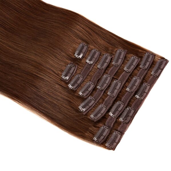 Hair Extensions Wholesale Bulk Sale Factory High Quality Clip in Hair Double Drawn 100% Remy Virgin Human Dark Brown Straight Hair - Image 2