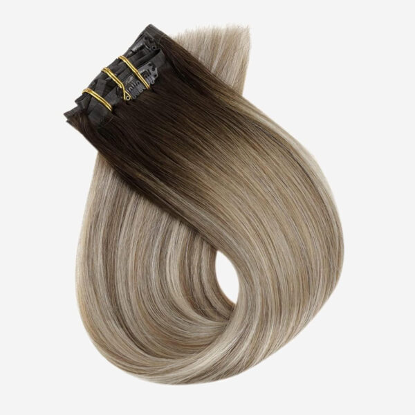 Hair Extensions Wholesale Bulk Sale Factory High Quality invisible cuticle aligned tape in Hair Double Drawn 100% Remy Virgin Human Linen-Grey Brown and Golden Highlight Straight Hair - Image 2