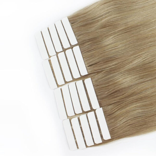 Hair Extensions Wholesale Bulk Sale Factory High Quality invisible cuticle aligned tape in Hair Double Drawn 100% Remy Virgin Human  Light Linen Brown  Straight Hair - Image 3