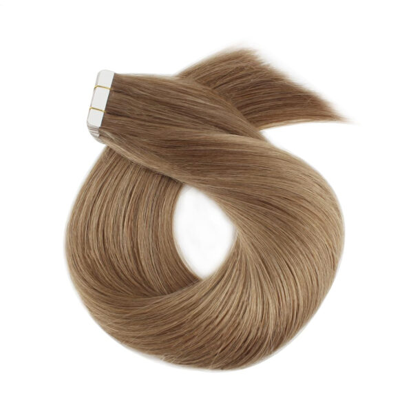 Hair Extensions Wholesale Bulk Sale Factory High Quality invisible cuticle aligned tape in Hair Double Drawn 100% Remy Virgin Human Light Chestnut Brown Straight Hair - Image 2