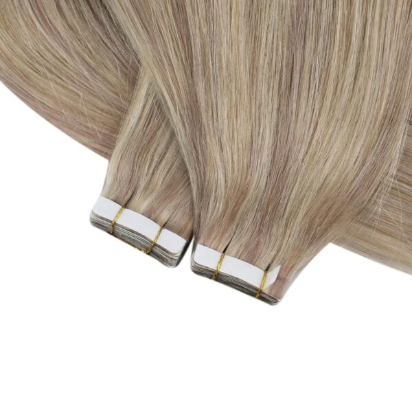 Hair Extensions Wholesale Bulk Sale Factory High Quality invisible cuticle aligned tape in Hair Double Drawn 100% Remy Virgin Human Linen Brown and Light brown Highlight Straight Hair