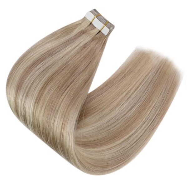 Hair Extensions Wholesale Bulk Sale Factory High Quality invisible cuticle aligned tape in Hair Double Drawn 100% Remy Virgin Human Linen Brown and Light brown Highlight Straight Hair - Image 2