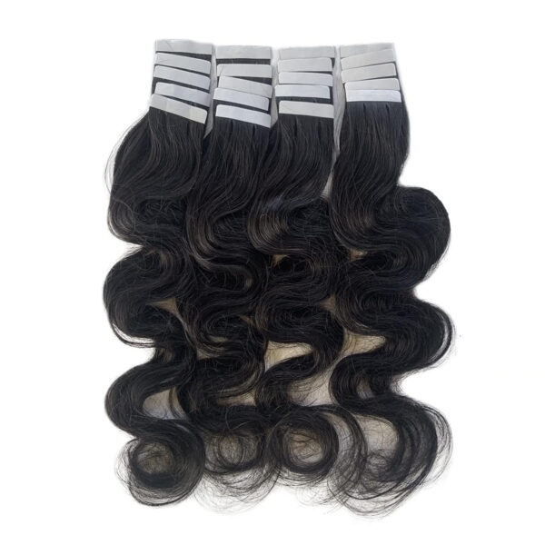 Hair Extensions Wholesale Bulk Sale Factory High Quality invisible cuticle aligned tape in Hair Double Drawn 100% Remy Virgin Human Nature Black Body Wave Hair - Image 3