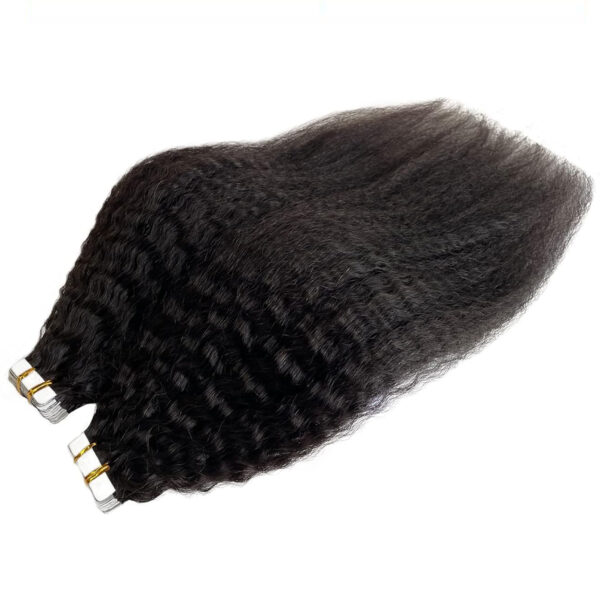 Hair Extensions Wholesale Bulk Sale Factory High Quality invisible cuticle aligned tape in Hair Double Drawn 100% Remy Virgin Human Nature Black Kinky Curly Hair - Image 2