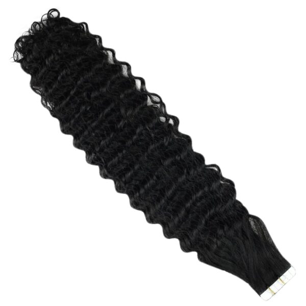 Hair Extensions Wholesale Bulk Sale Factory High Quality invisible cuticle aligned tape in Hair Double Drawn 100% Remy Virgin Human Nature Black Loose Curly Hair