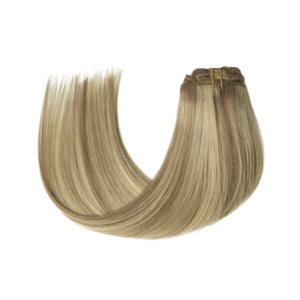 Hair Extensions Wholesale Bulk Sale Factory High Quality Clip in Hair Double Drawn 100% Remy Virgin Human Light Brown and Blond Highlight Straight Hair - Image 3