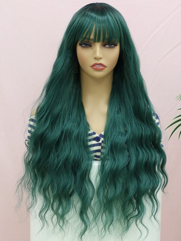 Synthetic Fiber Wig Wholesale Bulk Sale Factory High Quality Green Wigs With Loose Wave Glueless Wigs