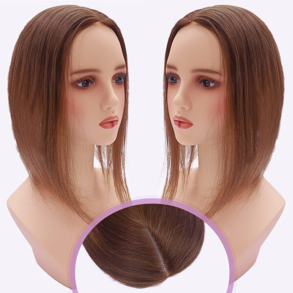 Hair Handmade Wholesale Bulk Sale Factory High Quality Topper Hair Double Drawn 100% Remy Virgin Human Light Brown and Nature Brown Highlight  Straight Hair - Image 2