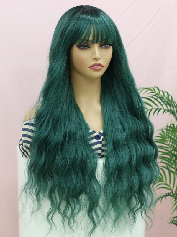 Synthetic Fiber Wig Wholesale Bulk Sale Factory High Quality Green Wigs With Loose Wave Glueless Wigs - Image 2