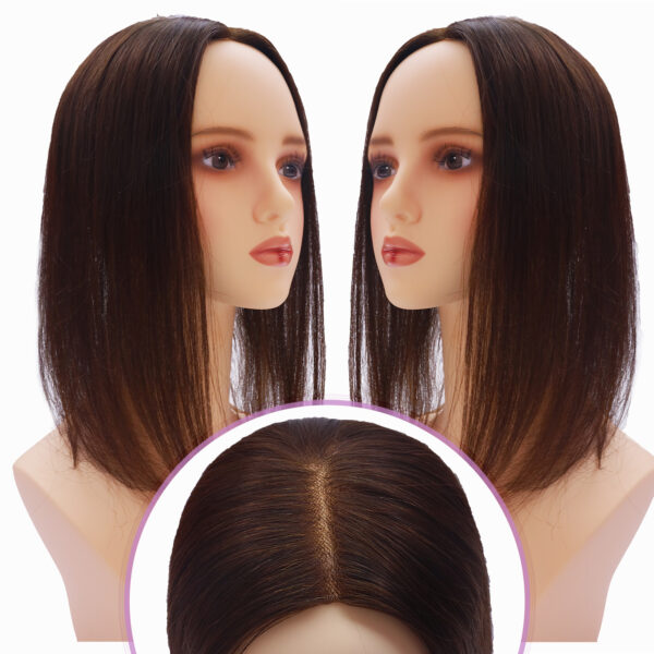 Hair Handmade Wholesale Bulk Sale Factory High Quality Topper Hair Double Drawn 100% Remy Virgin Human Dark Brown Straight Hair - Image 2