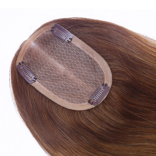 Hair Handmade Wholesale Bulk Sale Factory High Quality Topper Hair Double Drawn 100% Remy Virgin Human Light Brown and Nature Brown Highlight  Straight Hair - Image 3