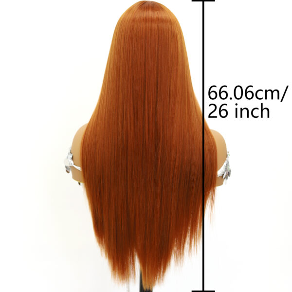 Synthetic Fiber Wig Wholesale Bulk Sale Factory High Quality Lace Front Wig Tangerine Straight  Glueless Wigs - Image 4