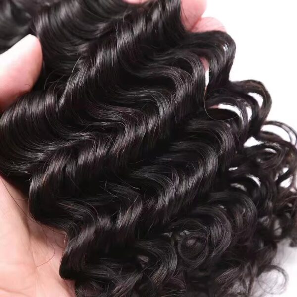 Hair Extensions Wholesale Bulk Sale Factory High Quality invisible cuticle aligned Hair Bundles Double Drawn 100% Remy Virgin Human Nature Black  Deep Wave Hair - Imagen 2