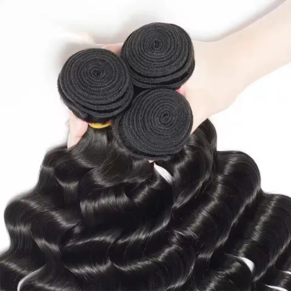 Hair Extensions Wholesale Bulk Sale Factory High Quality invisible cuticle aligned Hair Bundles Double Drawn 100% Remy Virgin Human Nature Black Deep Wave Hair - Imagen 2