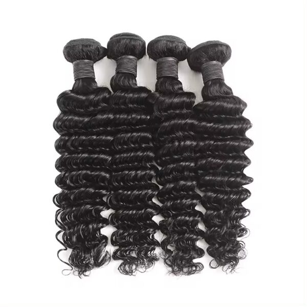 Hair Extensions Wholesale Bulk Sale Factory High Quality invisible cuticle aligned Hair Bundles Double Drawn 100% Remy Virgin Human Nature Black Loose Deep Wave Hair - Imagen 5