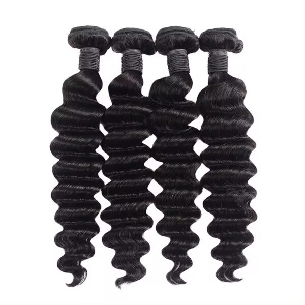 Extensiones de cabello al por mayor Venta al por mayor Fábrica de alta calidad invisibles alineadas con la cutícula Paquetes de cabello doblemente dibujados 100% Remy Virgen Naturaleza humana Negro Suelto Ondas Profundas de Cabello