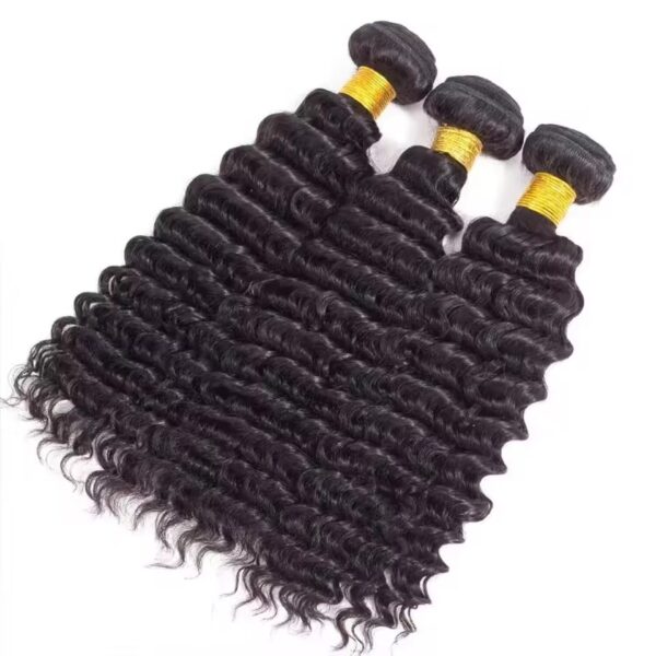 Extensiones de cabello al por mayor Venta al por mayor Fábrica de alta calidad de venta a granel de cabello invisible alineado con la cutícula Paquetes de cabello de doble dibujo 100% Remy Virgen Humano Naturaleza Negro Pelo ondulado profundo