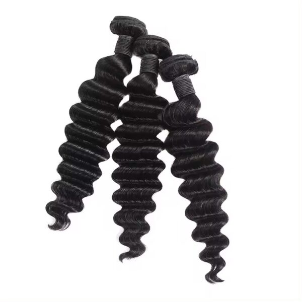 Hair Extensions Wholesale Bulk Sale Factory High Quality invisible cuticle aligned Hair Bundles Double Drawn 100% Remy Virgin Human Nature Black Loose Deep Wave Hair - Imagen 6