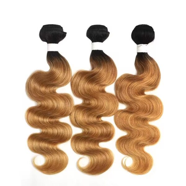 Hair Extensions Wholesale Bulk Sale Factory High Quality invisible cuticle aligned Hair Bundles Double Drawn 100% Remy Virgin Human Black And Brown Highlight Body Wave Hair - Imagen 3