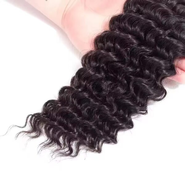 Hair Extensions Wholesale Bulk Sale Factory High Quality invisible cuticle aligned Hair Bundles Double Drawn 100% Remy Virgin Human Nature Black  Deep Wave Hair - Imagen 5