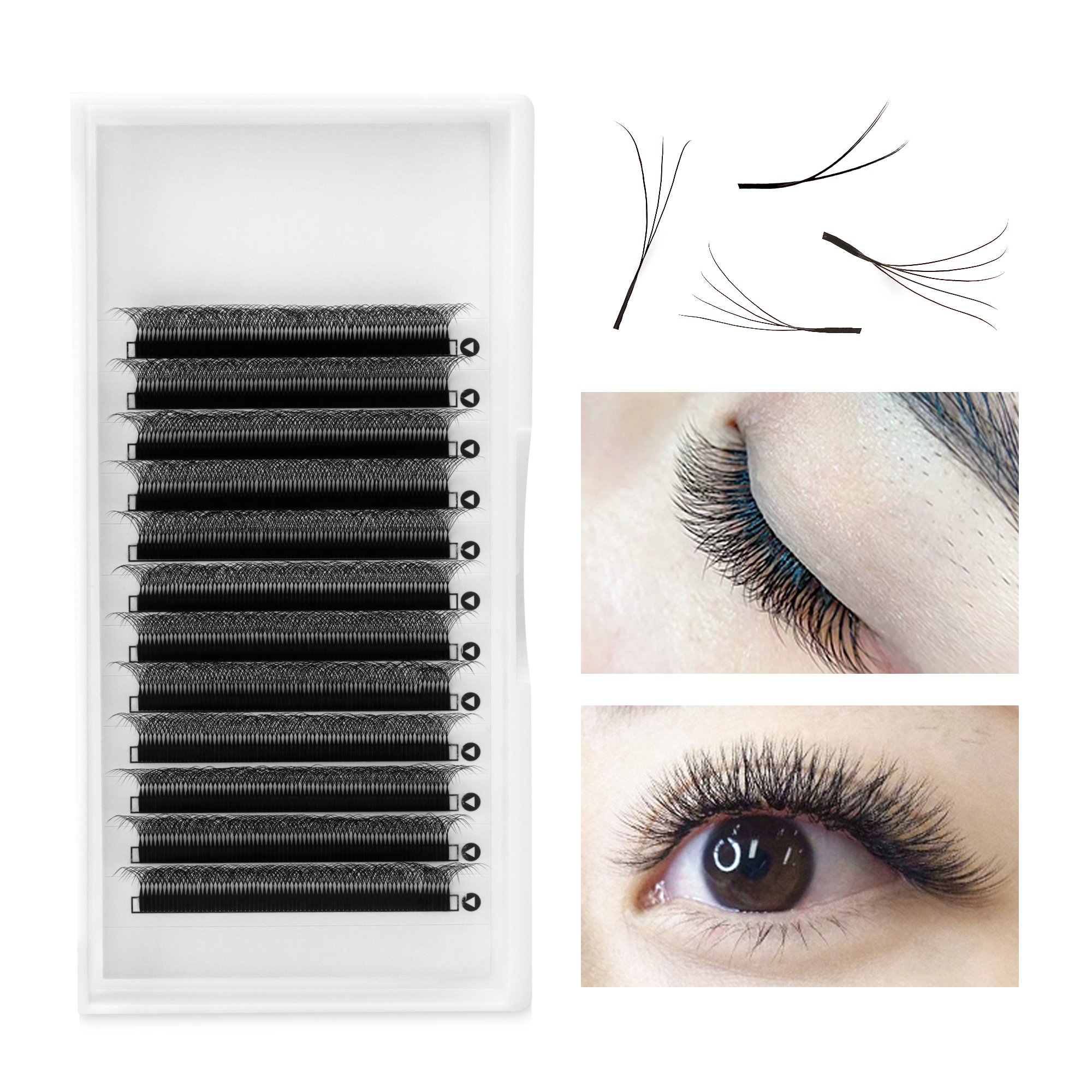Costomized Wholesale YY Lashes 3D 4D 5D Narrow Shape Eyelash Extensions