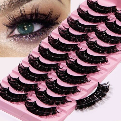 10 Costomized Wholesale Synthetic Hair Popular Natural Long False Eyelashes 3D Super Lashes
