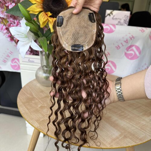 105 Customized 100% Human Virgin Hair Silk Base Topper 13×14 Supplier Deep Curly