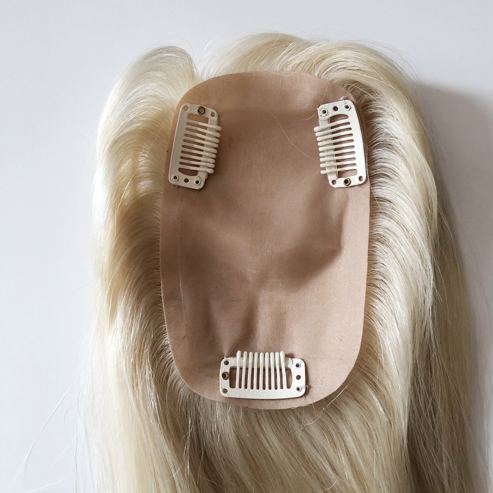 Costomized Wholesale Bulk Sale Factory High Quality Human Hair 8×13 Silk Base Topper Straight - Image 5