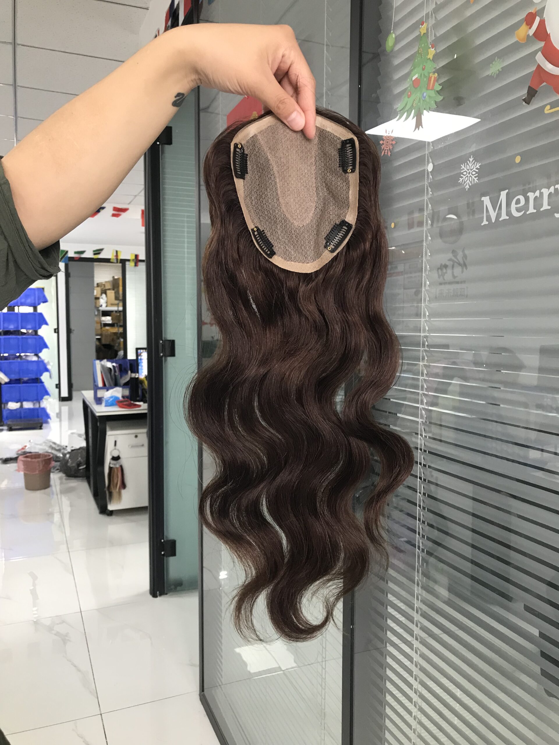 Costomized Wholesale Bulk Sale Factory High Quality Human Hair 14×16 U Part Silk Base Topper Body Wave