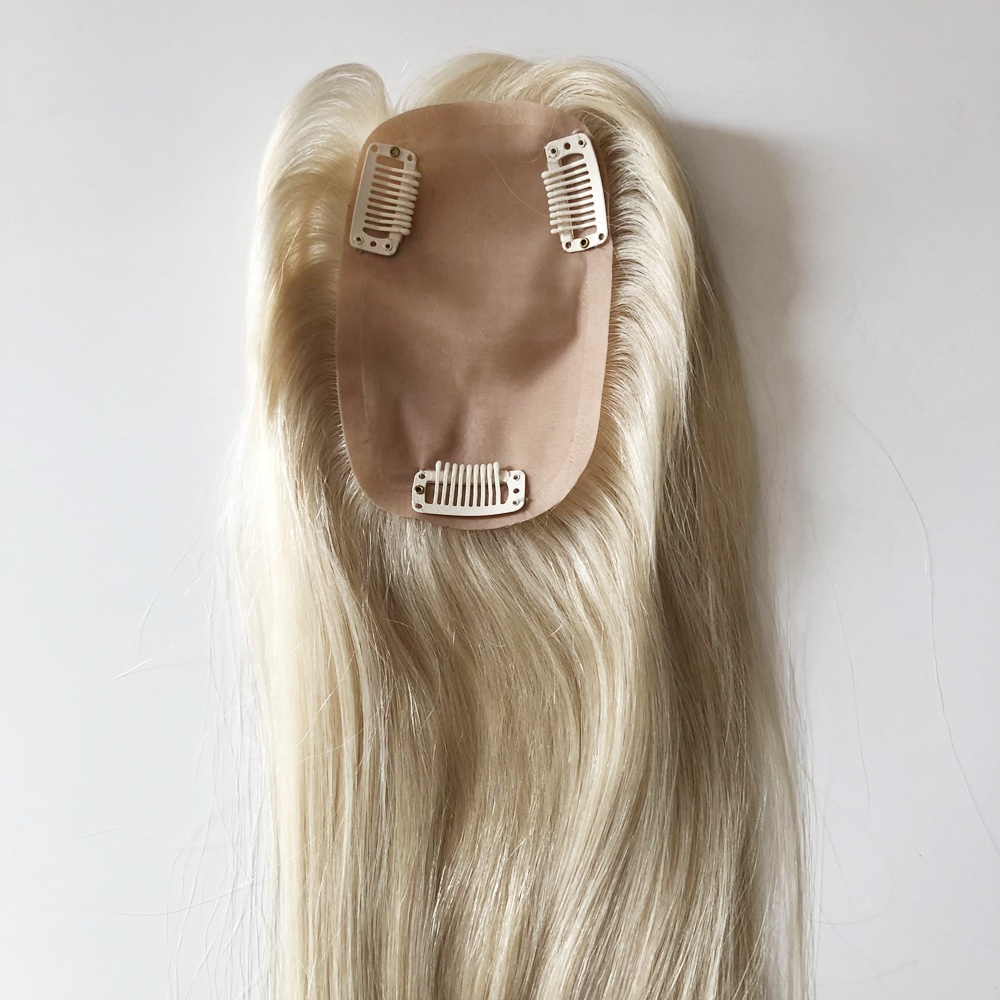 Costomized Wholesale Bulk Sale Factory High Quality Human Hair 8×13 Silk Base Topper Straight - Image 4