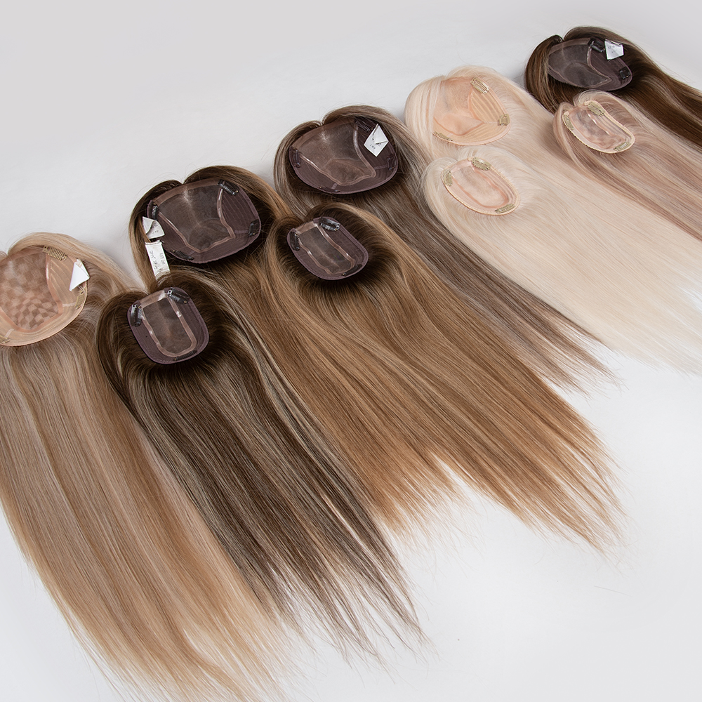 Costomized Wholesale Bulk Sale Factory High Quality Human Hair 16×18 U Part Silk Base Topper Straight - Image 4