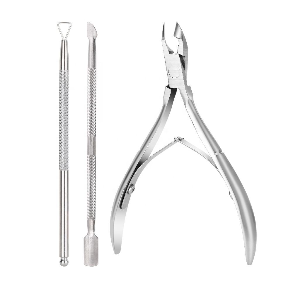 High Quality Stainless Steel Nail Pruning Implement Personal Care Nail Clippers ,Double Ended Nail Cuticle Pusher