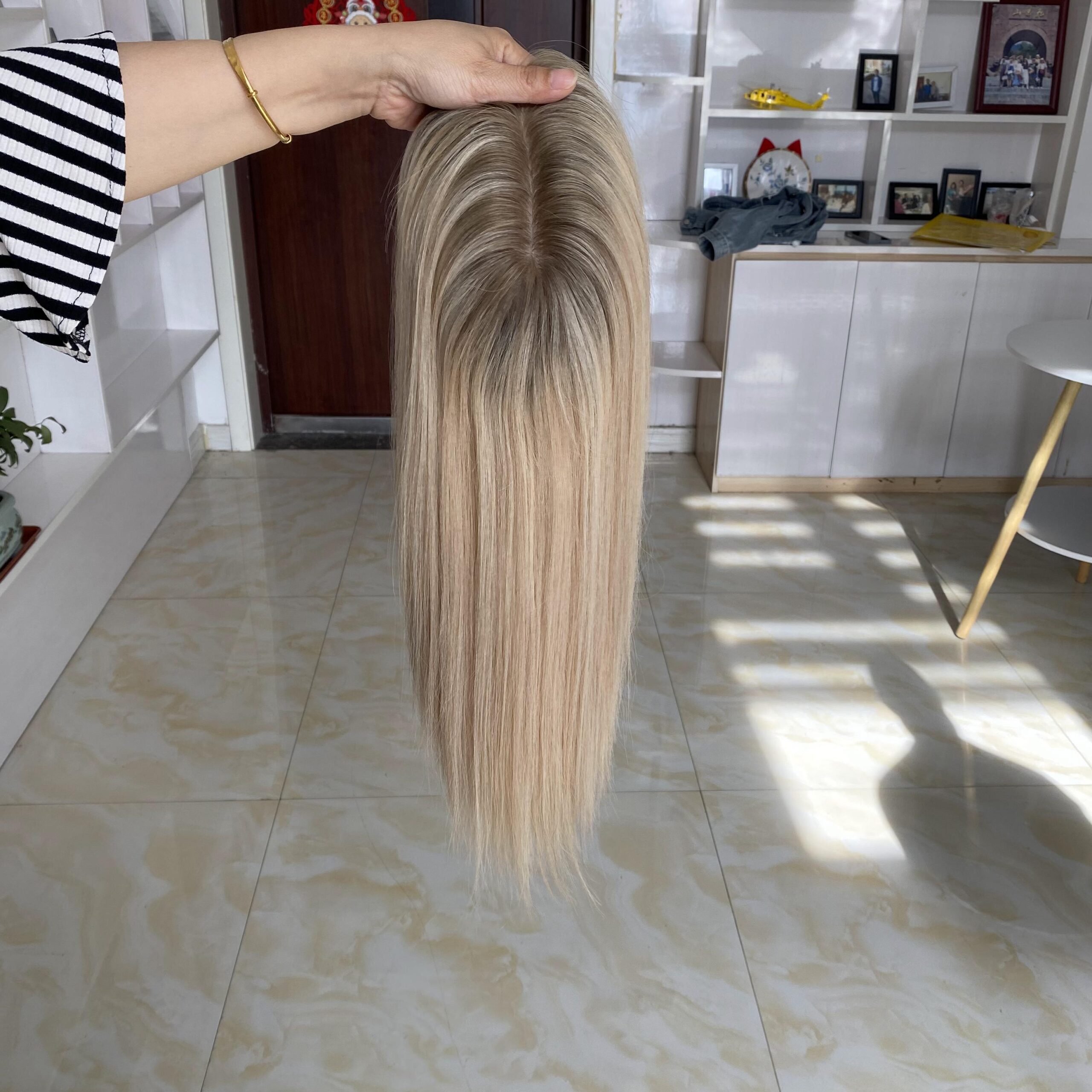Costomized Wholesale Bulk Sale Factory High Quality Human Hair 11×13 U Part Silk Base Topper Straight - Image 2