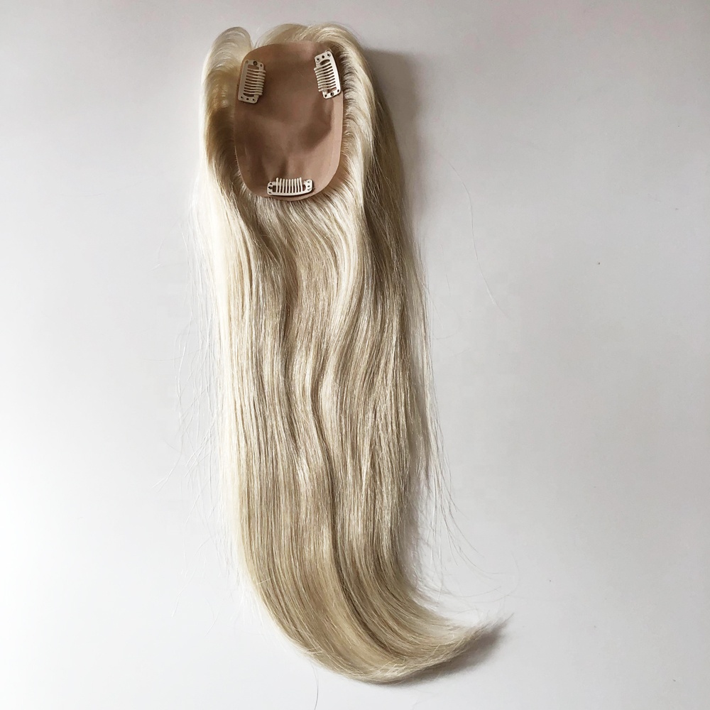 Costomized Wholesale Bulk Sale Factory High Quality Human Hair 8×13 Silk Base Topper Straight - Image 3