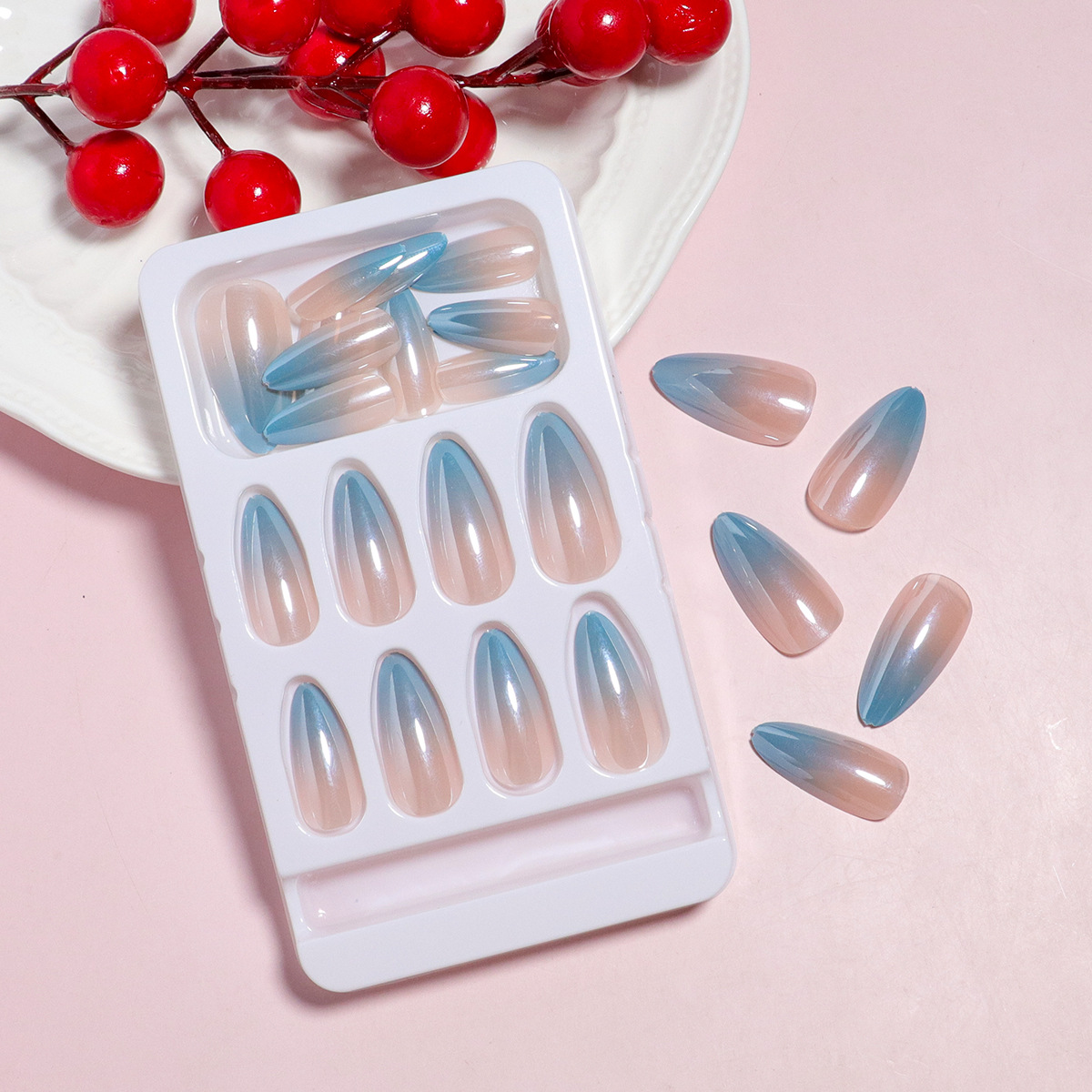 Wholesale Custom Press on Nails Almond Mechanical Nail Gradient Glossy Finish - Image 2