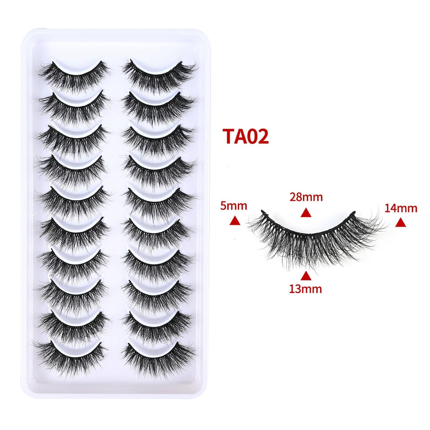 Costomized Synthetic Hair Full Strip False Eyelashes 10 Pairs Lashes Handmade 3D Natural Eye Lashes - Image 5