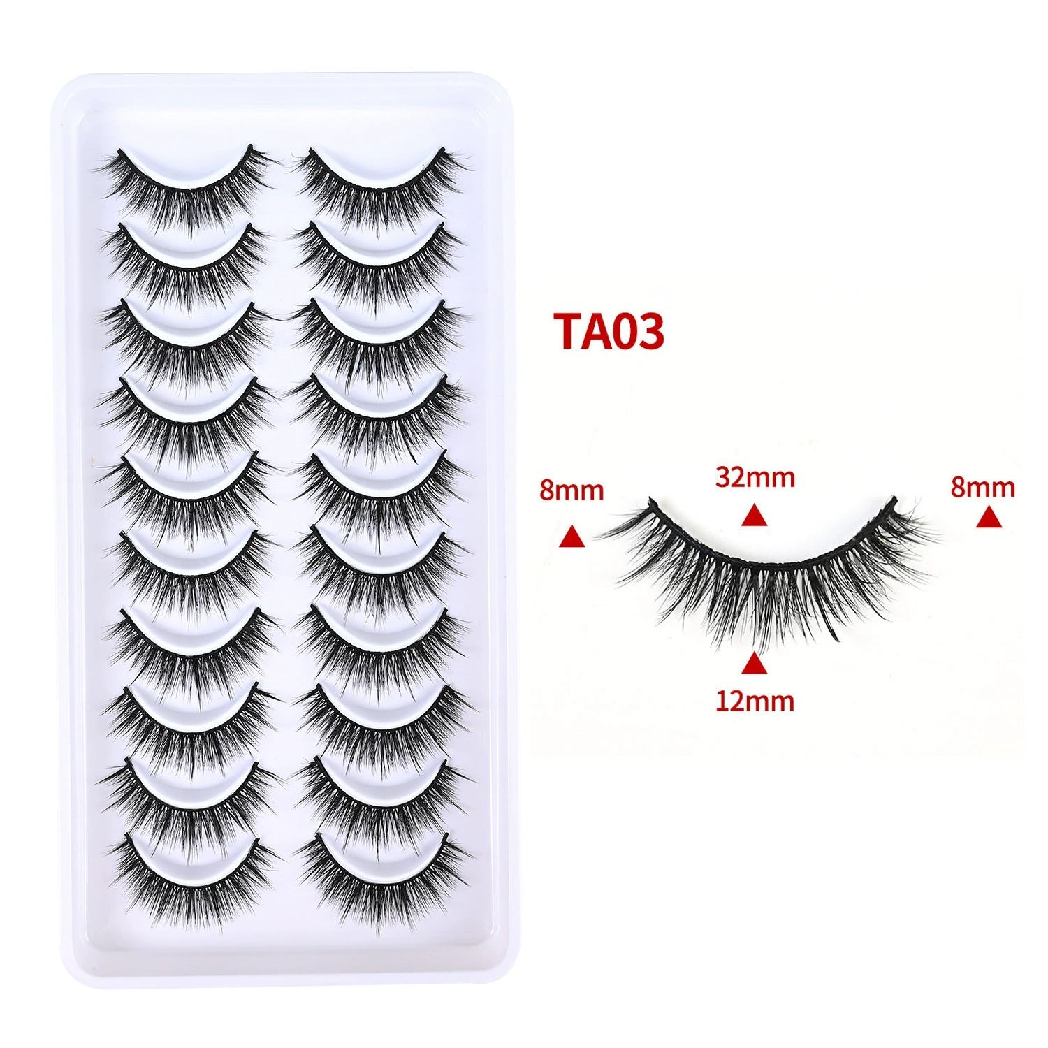 Costomized Synthetic Hair Full Strip False Eyelashes 10 Pairs Lashes Handmade 3D Natural Eye Lashes - Image 4