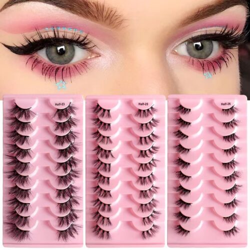 51 Wholesale Half Lashes Natural False Eyelashes Wispy Long Make up Faux 3d Mink Lashes Eyelash